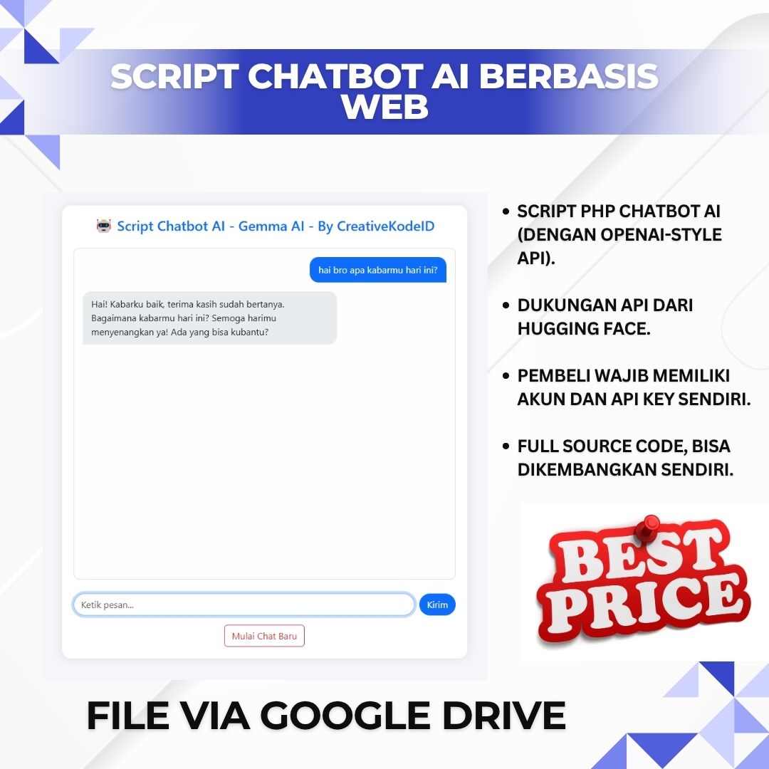 Script Chatbot AI -  API Gemma AI Berbasis Web